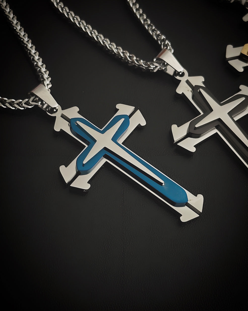 Aqua Trinity Cross Pendant